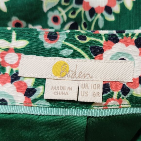 Boden Green & White Colorful Floral Skirt Women’s Size 6 New NWOT - Picture 6 of 7